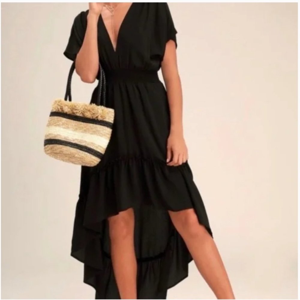 NWOT Lulus Black Medium High Low Dress